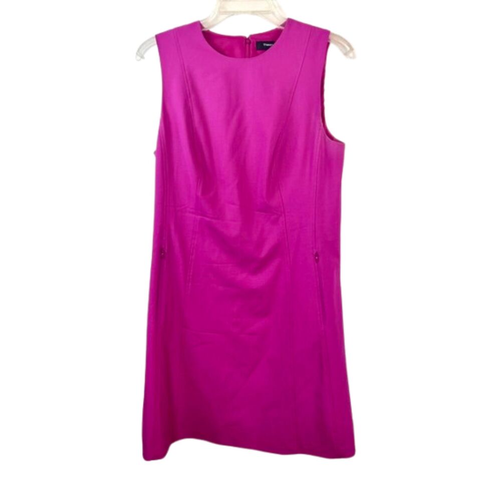 Theory Classic Magenta Pink Virgin Wool Sleeveless Shift Dress 8